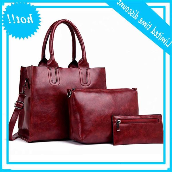 

new korean women task 3 pcs designer ladies crossbody shoulder handbags pu leather messenger bag hand bags sac main female