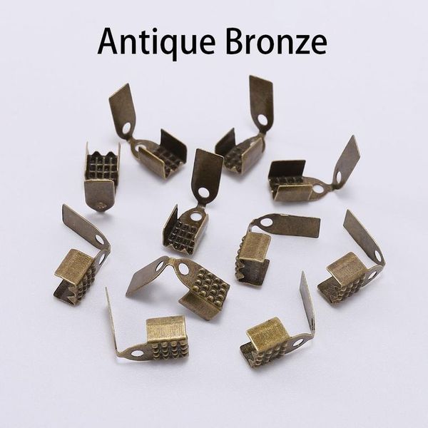 

100pcs 4 5 6mm metal rope fastener crimp fold over cord end cap leather clip connector for diy jewelry making findings jllpus, Silver