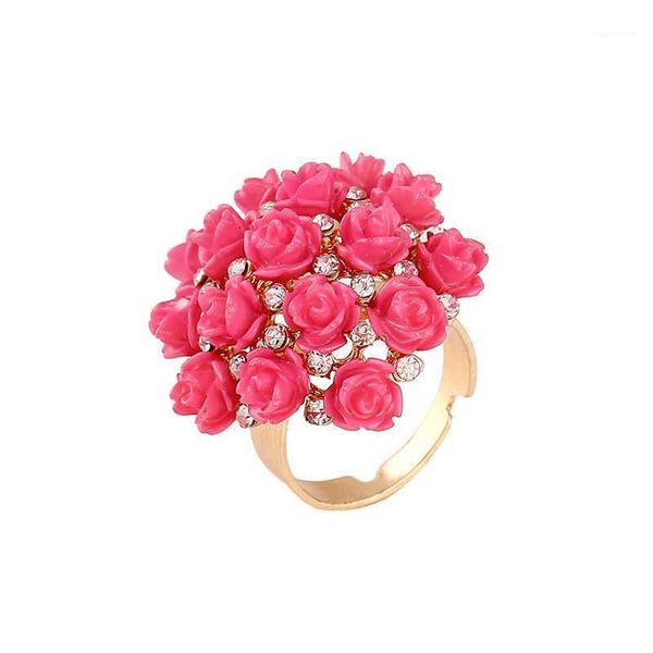 

New Fashion Ladies Flower Crystal Ring Engagement Rings for Women Jewelry Gift1, Slivery;golden