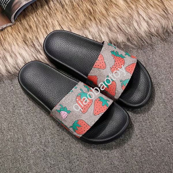

designer slipper gear bottoms mens strawberry pattern sandals causal non-slip summer huaraches slippers flip flops slipper quality, Black