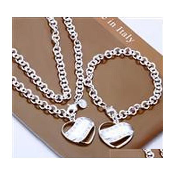 

wholesale - - retail christmas gift 925 silver oval necklace+bracelet set s83 uwxkw