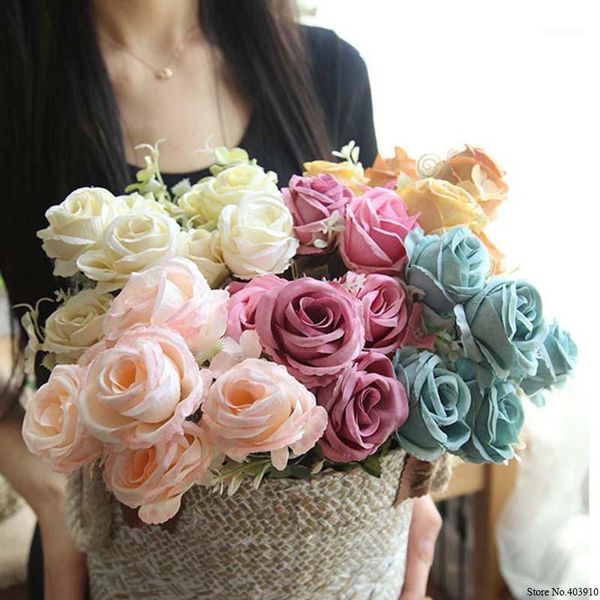 

decorative flowers & wreaths 6 heads/bouquet roses artificial pink white peonies silk wedding home decoration peony artificial1