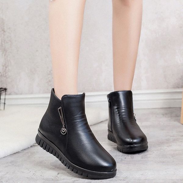 

women's boots winter snow boots ladies new warm plus velvet cotton shoes waterproo pu large size cotton shoes #ox1j, Black