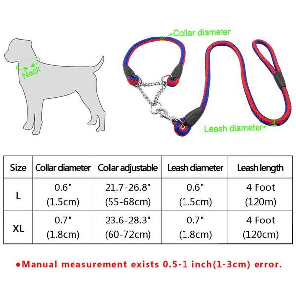 

2016 martingale braided large dog collar with leash pet traction rope collar set for big dog agility obedience behavior sqcrbw