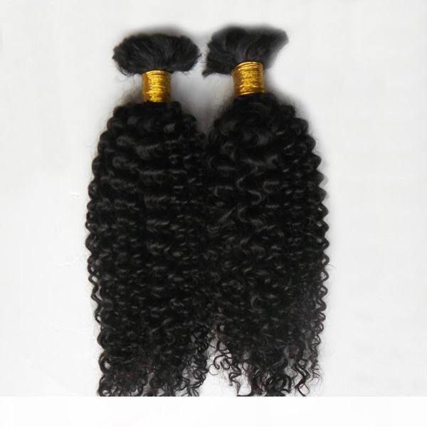 

human braiding hair bulk 2 pcs brazilian braiding hair bulk no weft 200g brazilian kinky curly hair bulk, Black