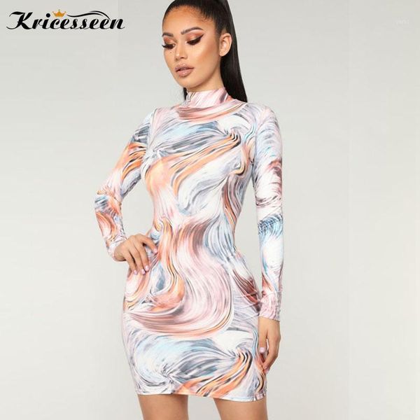 

kricesseen printing long sleeves bodycon dress women autumn mini dress party club wear for female vestidos1, White;black