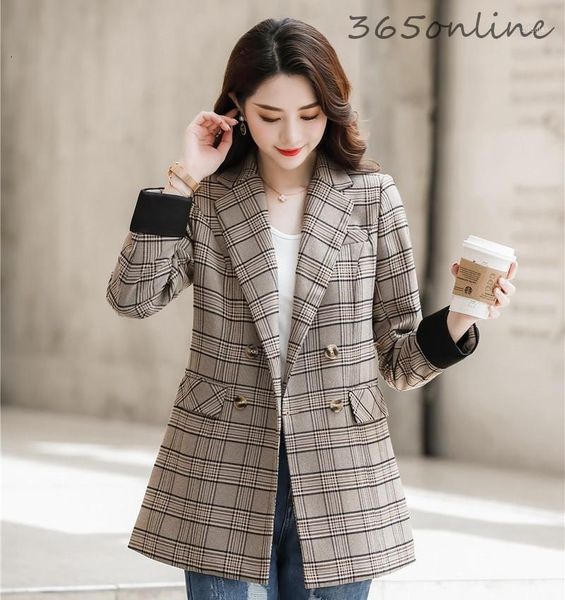 

women double breasted casual long sleeve blazers jackets coat formal styles autumn winter business work wear outwear blaser1, White;black