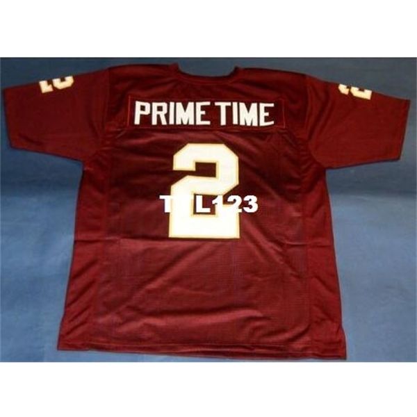 

123 seminoles florida state #2 deion sanders wine red college jersey size s-4xl or custom any name or number jersey, Black