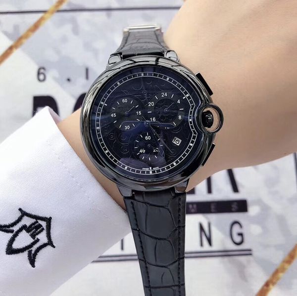 

fashion mens watches satch genuine leather strap 42mm dial rose gold silver case quartz watch for men montre de luxe, Slivery;brown