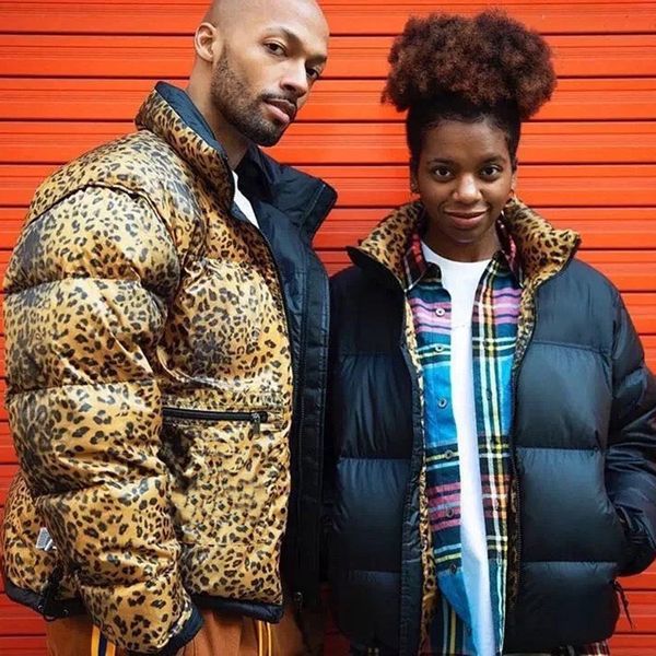 

20fw european leopard double-sided down jacket logo embroidery fashion loose warm jacket couple women mens coats hfxhyrf029, Black