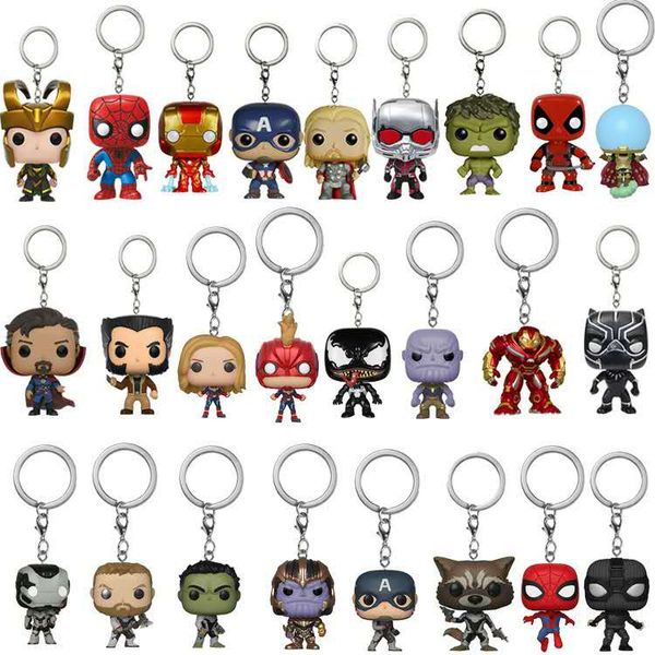 

32 style funko pop superhero tree man raccoon beauty team spider doctor iron man venom keychain figure