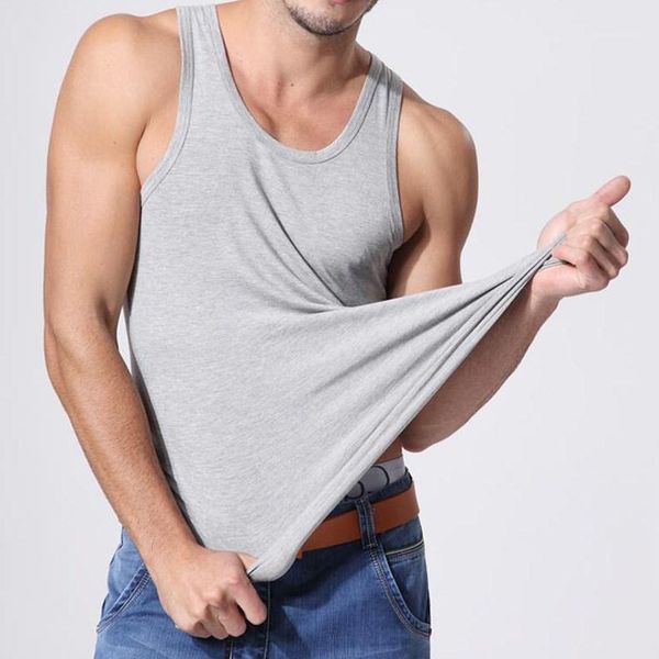 

plus size fashion men bamboo fiber sleeveless tank x121, White;black