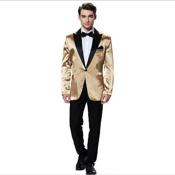 

men's suits & blazers selling costume homme groom gold three piece men suit peaked lapel formal ( jacket+pants+tie), White;black