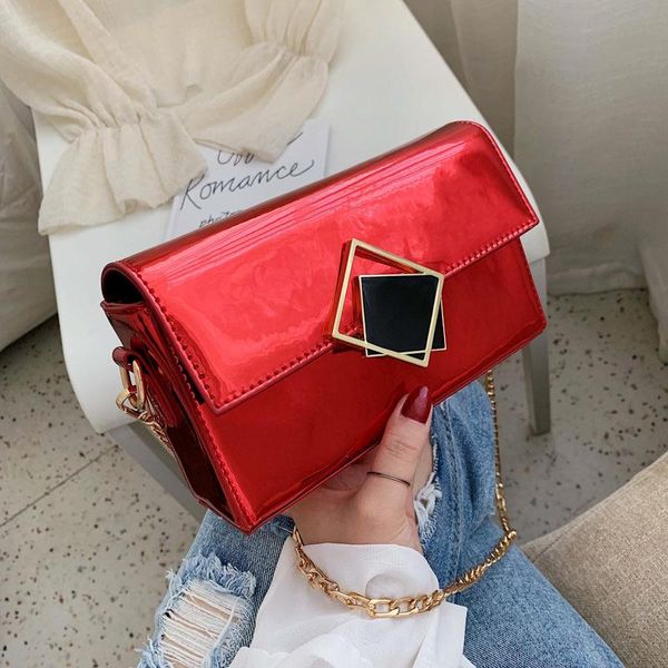 

women brand designer patent leather simple chain crossbody bag female new 2020 small square messenger bag jelly shoulder sac