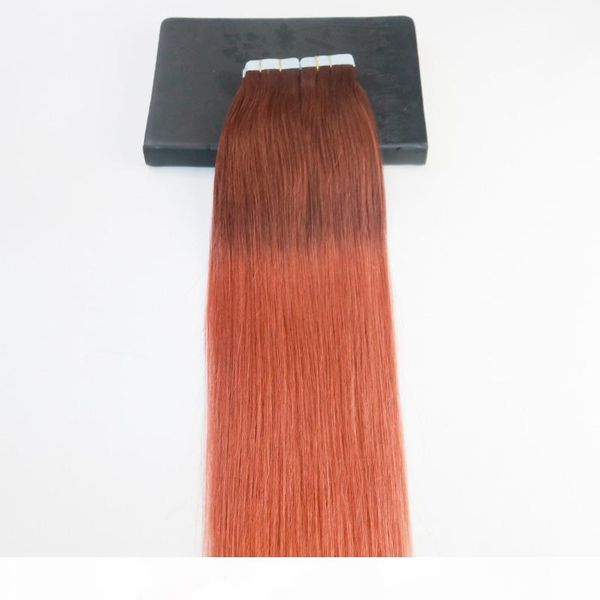 

tape in hair extensions 14-24inch ombre #33 fading to 350# brzailian remy hair full set skin weft hair extensions 40pcs 100g per package, Black