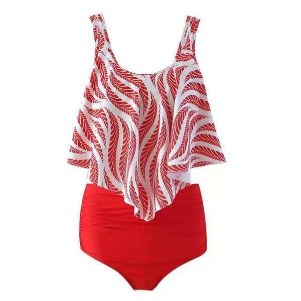 

2020 new european and american bikini split lotus edge high waist triangle swimsuit multi color amazon explosive bikini 415