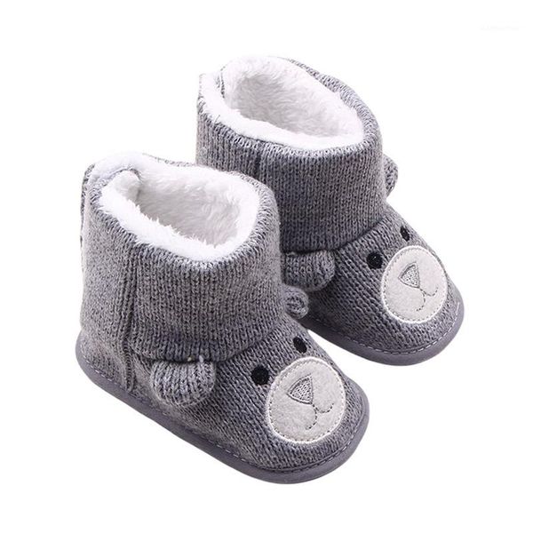 

2020 fashion little baby boys girls snow boots winter warm fur lining knit booties cute soft sole anti-slip infant prewalkers1, Black;grey