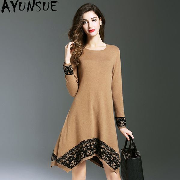 

2021 new women dressed as casual mujer plus size knitted wool long winter dress woman clothes sukienka kj117 mq3m, Black;gray