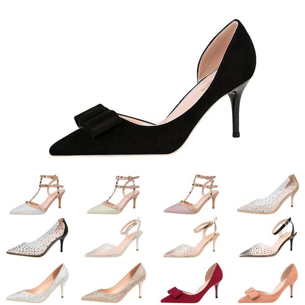 

luxury 7cm high heels fashion women casual shoes elegant rhinestone transparent wedding glitter spikes dress size 35-41