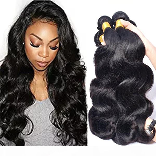 

hair 4 bundles lot 7a 100% unprocessed brazilian virgin hair weave wavy body wave natural color human hair extensions ing, Black;brown