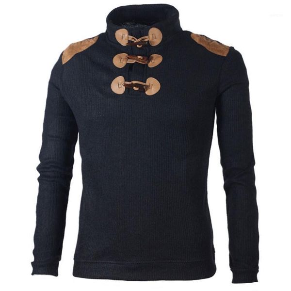

men slim-fits collar long-sleeved button knitted sweatershirt men casual sports pullover hsj881, White;black