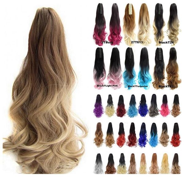 

joy&beauty ombre ponytail extensions clip on hairpiece extensions pony tail high temperature fiber synthetic hair claw p wmtjki, Black