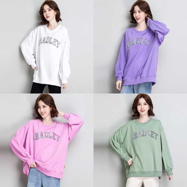 

abgos 2020 new spring and autumn women's loose sequined pullover 40 25 years old old years coat korean round neck lazy pullover sweater, Black