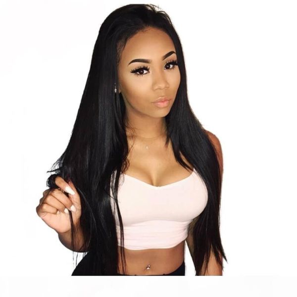 

hd lace frontal human hair wig for black women glueless straight malaysian 13x4 hd transparent full lace human hair wigs pre plucked, Black;brown
