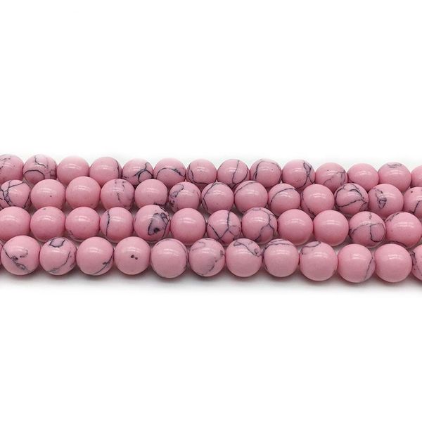 

1strand lot 4 6 8 10 12mm round natural beads pink turquoises loose spacer charm bead for jewelry making diy necklaces bracelets h bbyjom, Silver
