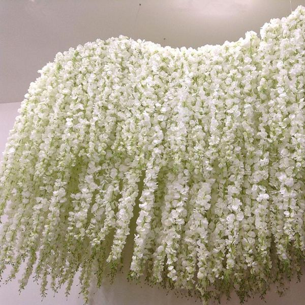 

180 cm long elegant white artificial wisteria silk flower vine for home party wedding garden floral decoration