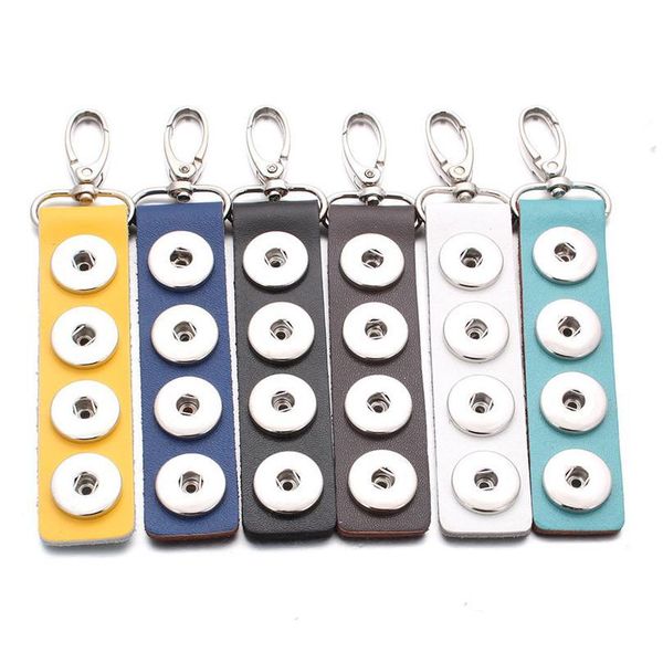 

new snap jewelry 18mm 4 snap buttons keychain leather keyrings for women's gift diy jewel jllvmd, Slivery;golden