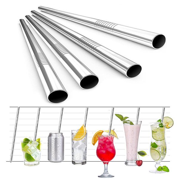 

stainless 8/12mm*215mm colorful 304 eco friendly reusable steel straw straight metal drinking straws for smoothies tapioca pearls milk
