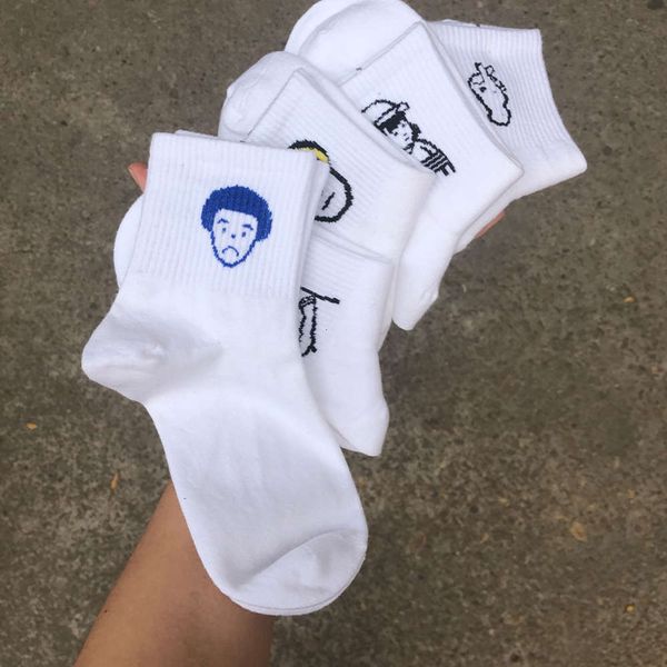 

2021children's cartoon cute student pure color cotton funny white thin socks, Black