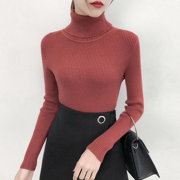 

women's sweaters female korean basic turtleneck pullover sweater autumn winter black white blue beige pink knit femme1, White;black