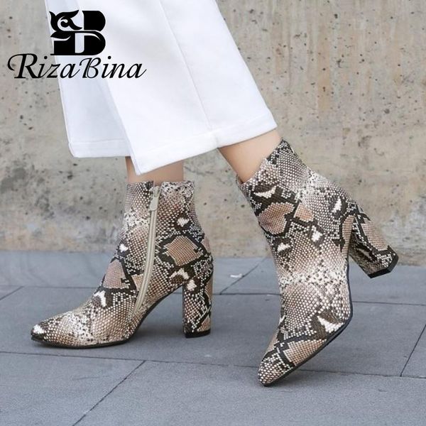 

boots rizabina size 32-43 women ankle fashion serpentine zipper high heel winter shoes woman warm party lady footwear, Black