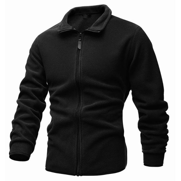 

cofekate men jacket fashion coat zipper turn down collar fleece coats solid color long sleeve winter warm mens jackets, Black;brown