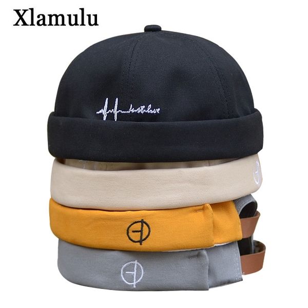 

novelty fold skullcap retro men sailor cap women warm rolled cuff bucket cap brimless hat adjustable winter hat bonnet beanies y201024, Blue;gray