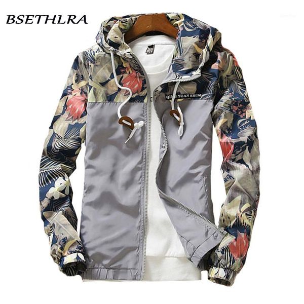 

bsethlra 2018 jackets men slim fit floral printed mens hooded jackets hip hop trendy windbreak coat brand clothing1, Black;brown