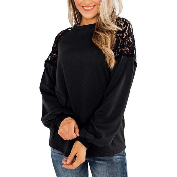 

fashion women blouse autumn spring shirt lace raglan long sleeve crewneck loose elegant pullove womens and blouses1, White
