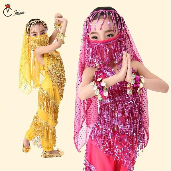 

children's belly dance set children dance costumes kids clothes sequins tassel performance clothing 3 pcs and 6 pcs1, Black;red