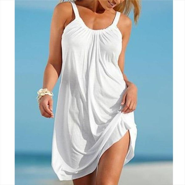 

summer women beach mini sundress ladies sleeveless short mini dress holiday party solid casual dresses, Black;gray