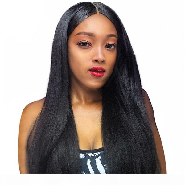 

full lace human hair wigs straight for black women preplucked glueless brazilian virgin long black lacefront wig with baby hairs, Black;brown