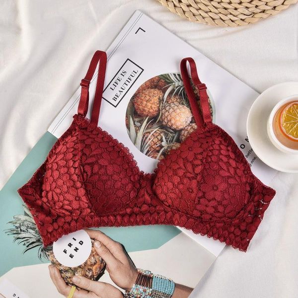 

women tube wrapped chest lace beauty back comfortable no steel ring ladies bra padded bra1, Red;black