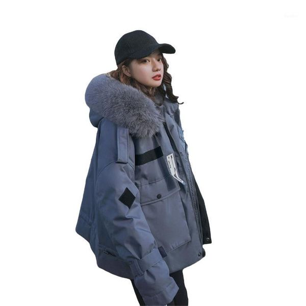 

winter thick jacket korean loose cotton-padded ins bread teddy female coat women parka outerwear spray-bonded wadding zipper1, Black