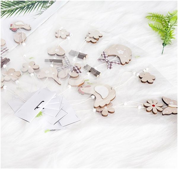 

bunny chicken wooden hanging easter pendant decor spring party home decor rabbit butterfly flower ornaments for east bbyzep