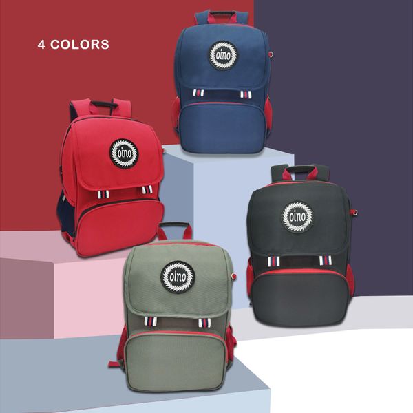 

oino kids fashion bookbag for girls boys primary school backpack reflectable orthopedic keychain holder mesh pocket student bag lj201225