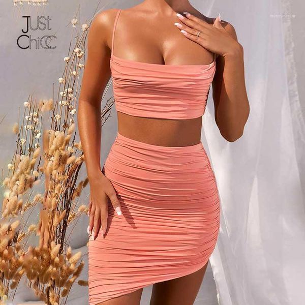 

two piece dress justchicc summer crop and skirt set spaghetti strap red party club 2 pieces women outfits 20211, White