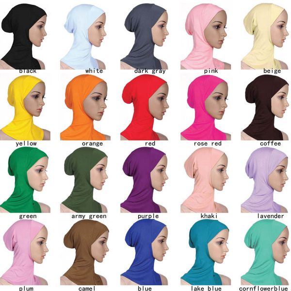 

designer muslim women cover inner hijab scarves woman solid color plain underscarf cap scarf mercerized cotton ladies hat cny1370, Blue;gray