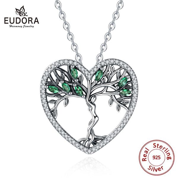 

eudora 925 sterling silver tree of life pendant clear green cz necklaces independent om goddess necklace women jewelry d497 q1110