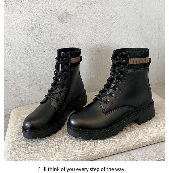 

winter 2020 boots women boots mid-round toe1, Black